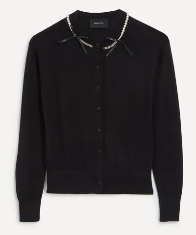 Simone Rocha Women's Pearl And Chain Bow Cardigan