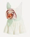 Simone Rocha Pressed Rosette Bubble Peplum Top In Neutral