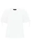 Simone Rocha Tulle Overlay Puff Sleeve T-shirt With Faux Pearl Trim In White