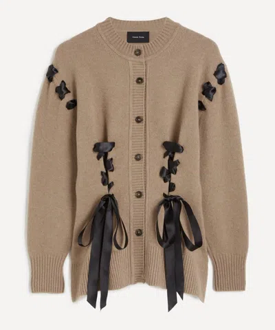 Simone Rocha Women's Sculpted Ribbon Corset Cardigan In Brown