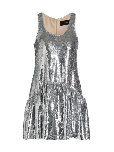 Simone Rocha Women's Sequined Drop Waist Sleeveless Minidress In Silver