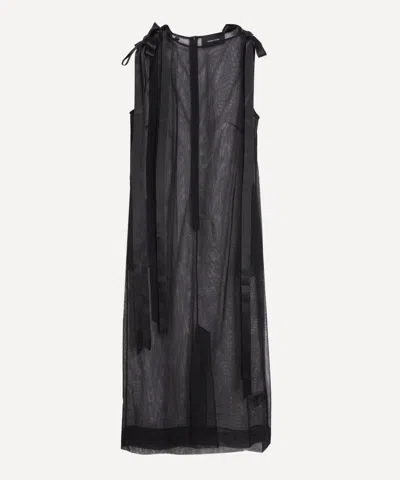 Simone Rocha Women's Sheer Bow Ribbon Tail Dress In Black