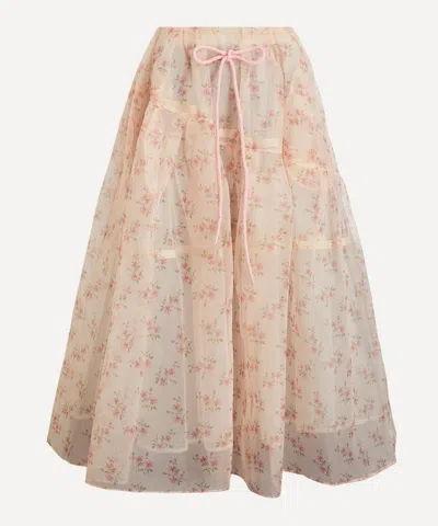 Simone Rocha Women's Sheer Overlay Long Flounce Skirt In Neutral