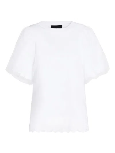 Simone Rocha Women's Tulle Overlay Puff-sleeve Lace-trim T-shirt In White