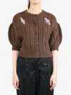 Simone Rocha Embellished Wool-blend Cardigan In Chocolate/clear