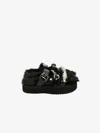 Simone Rocha Artificial Fur Multi-strap Sandals In Black/black/pearl/clear