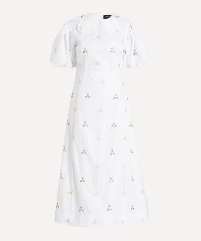 Simone Rocha Women's White Puff Sleeve Petal Collar Dress