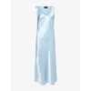Simone Rocha Womens Baby Blue Bow Sleeveless Silk Midi Dress In Blue