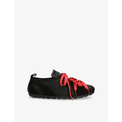 Simone Rocha Womens Black/comb Ballerina Grip Woven Low-top Trainers Eur 40 / 7 Uk