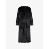 Simone Rocha Womens Black Belted Multi-split Faux-fur Coat In Black