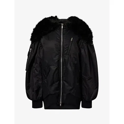 Simone Rocha Womens Black Black Split-hood Padded Bomber Jacket