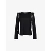 Simone Rocha Womens Black Bow-ribbon Long-sleeves Woven T-shirt