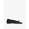Simone Rocha Embellished Mesh Ballerina Flats In Black