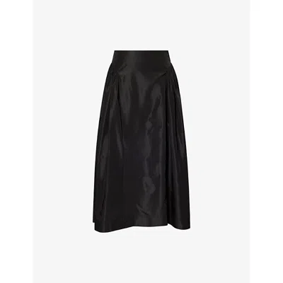 Simone Rocha Womens Black Hip Detail Flared Woven Midi Skirt