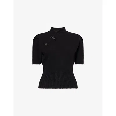 Simone Rocha Womens  Mandarin Embellished Cashmere Jumper In Multi