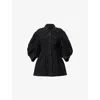 Simone Rocha Crystal Embellished Sculpted Denim Jacket In Black/jet