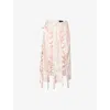 Simone Rocha Womens Blush Unraveling Ribbon Brocade Midi Skirt In Pink