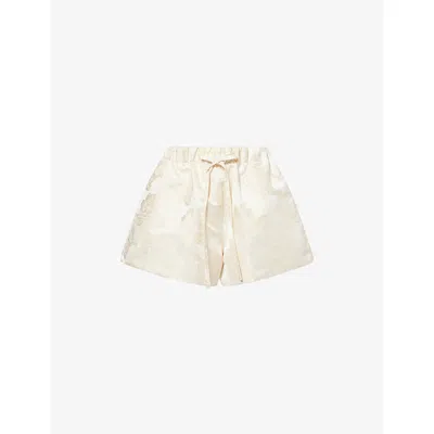 Simone Rocha Womens Cream Rose-print Jacquard Woven Shorts In White