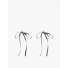 Simone Rocha Black Double Ended Daisy Bow Earrings In Pearl/crystal/black