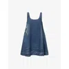 Simone Rocha Womens Distressed Blue Aline Distressed Denim Mini Dress In Blue