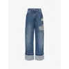 Simone Rocha Womens Distressed Blue Distressed Straight-leg Denim Jeans In Blue