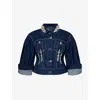 Simone Rocha Crystal-embellished Denim Jacket In Indigo/clear