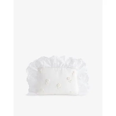 Simone Rocha Womens Ivory/pearl Embellished Pillowcase Satin Clutch Bag In White