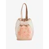 Simone Rocha Womens Sheer Drawstring Floral Mesh Shoulder Bag Nude In Nude