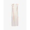 Simone Rocha Womens Pale Pink Daisy Chain Bow-embellished Woven Midi Dress In Neutral