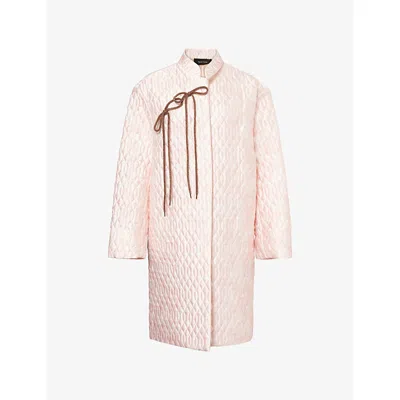 Simone Rocha Womens Pink Brown Bow-tie Quilted Woven Coat In Black