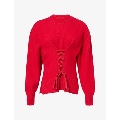 Simone Rocha Womens Sculpted Corset Merino Wool-blend Jumper Red Red