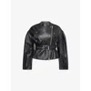 Simone Rocha Womens Black Sculpted Cropped Leather Jacket In Black