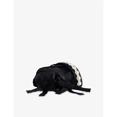 Simone Rocha Womens Black/pearl Bow Nylon Crossbody Bag