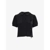 Simone Rocha Womens Black Bow Slit-hem Puff-sleeve Woven Shirt In Black