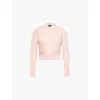 Simone Rocha Embellished Merino-silk Knit Polo Sweater In Pale Pink/pearl/clear
