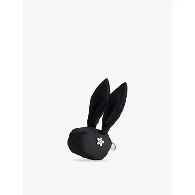 SIMONE ROCHA WOMENS BLACK/CLEAR HARE COIN PURSE SATIN BAG CHARM