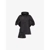 Simone Rocha Hooded Ruffle Detail Petal Sleeve Asymmetric Jacket In Black