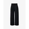 Simone Rocha Womens Black Puddle Pleated Wide-leg High-rise Woven-blend Trousers