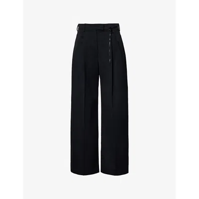 Simone Rocha Womens Black Puddle Pleated Wide-leg High-rise Woven-blend Trousers In Black