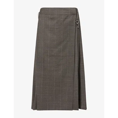 Simone Rocha Womens Tailored Clip Wool Midi Skirt Peat