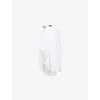 Simone Rocha Oversized Gathered Slit Shirt Embroidered In White/clear