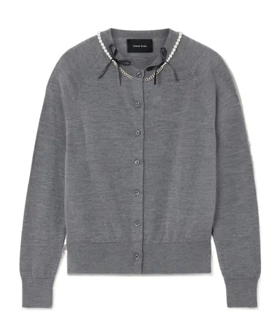 Simone Rocha Wool And Silk-blend Cardigan In Gray