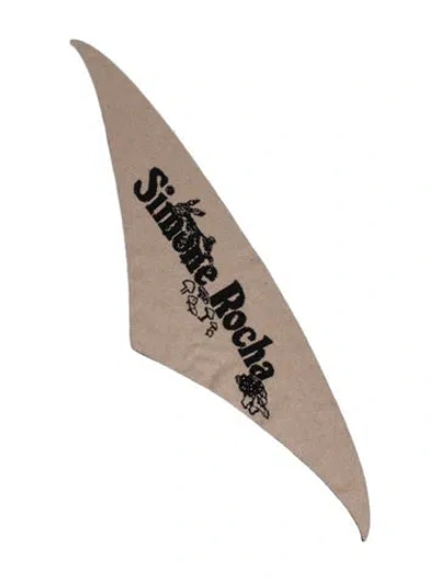 Pre-owned Simone Rocha Wool Graphic Print Scarf In Brown