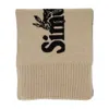 Simone Rocha Beige Wool Scarf With Contrasting Logo Design In Brown