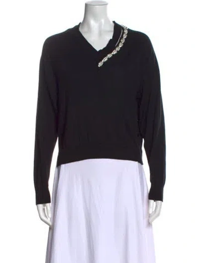 Pre-owned Simone Rocha Wool V-neck Sweater In Black