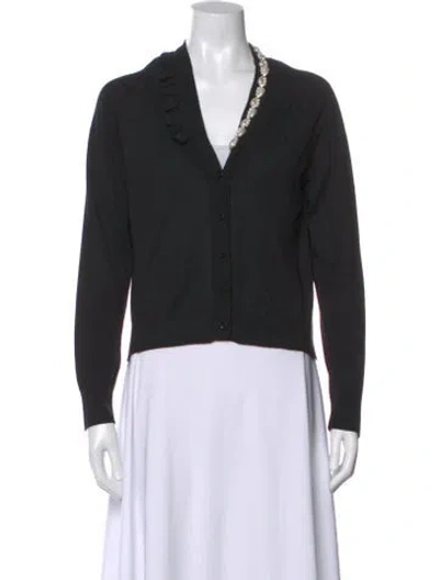 Pre-owned Simone Rocha Wool V-neck Sweater In Black