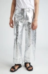 SIMONE ROCHA WORKWEAR CHAPS METALLIC LAMBSKIN LEATHER TROUSERS