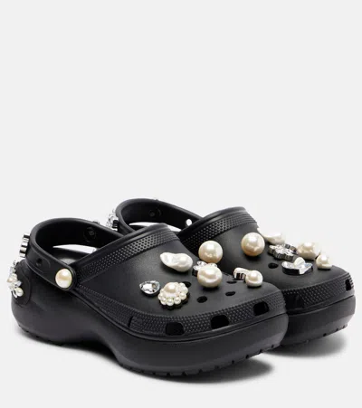 Simone Rocha X Crocs Embellished Platform Clogs In Black