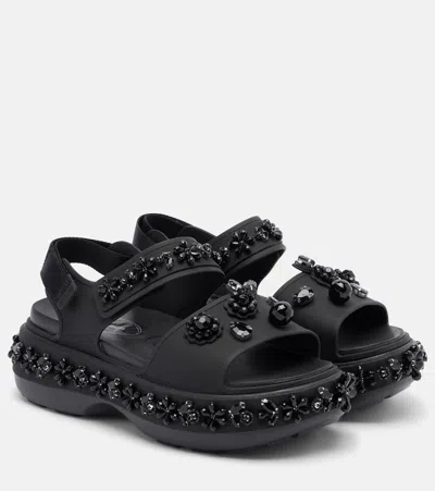 Simone Rocha X Crocs Embellished Platform Sandals In Black