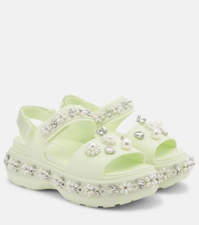 Simone Rocha X Crocs Embellished Platform Sandals In Green